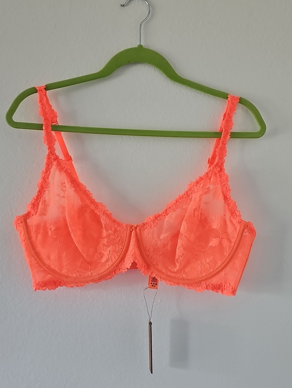 ●●SKIMS LACE UNDERWIRE BRA IN NEON ORANGE NWT S. 40DD●●